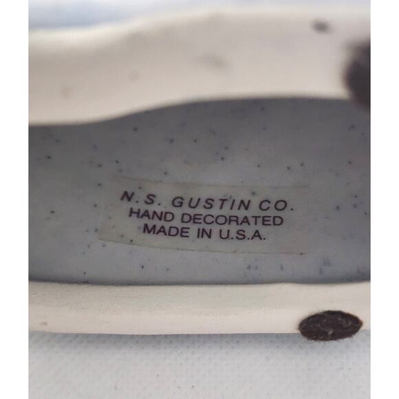 CERAMIC SITTING CAT-N.S. GUSTIN CO.-White-Floral-Shelf Decor-Hand Decorated - Picture 9 of 12